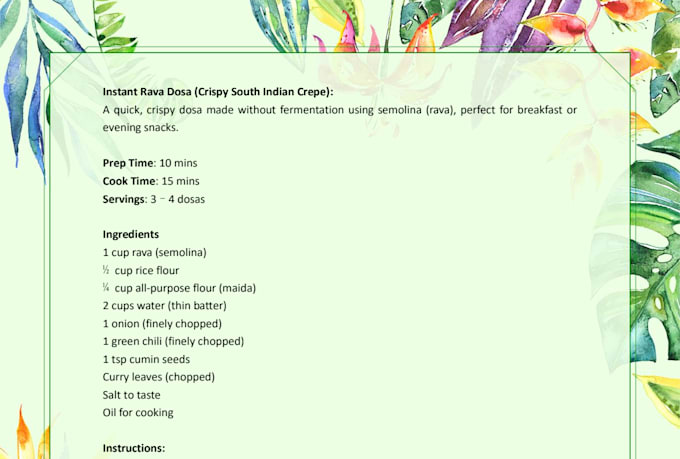 create original easy to follow recipes